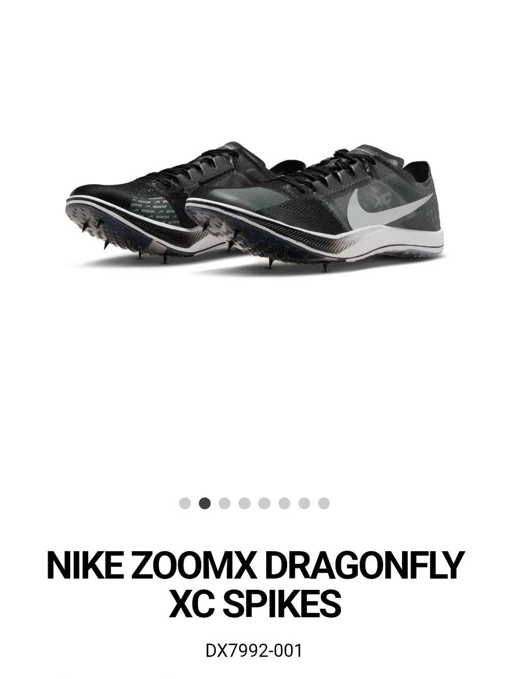 ** BNWOT** Nike ZoomX Dragonfly XC Spikes — Black/Silver Mens Sz 14